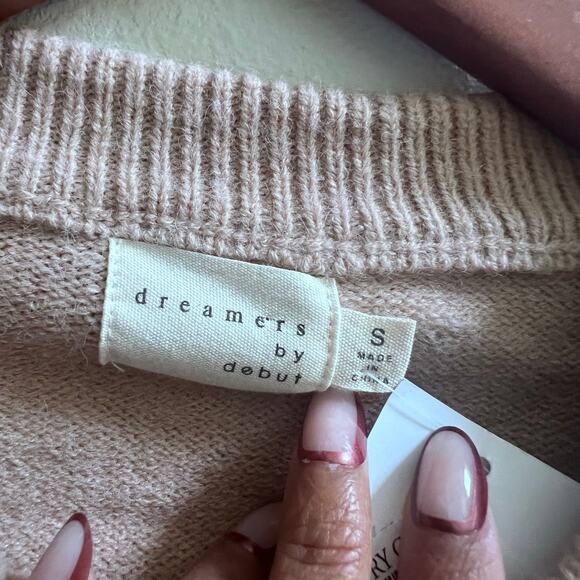 Dreamers By Debut Sweater Women's Size Medium Tan Brown Pullover Cropped - Picture 4 of 6